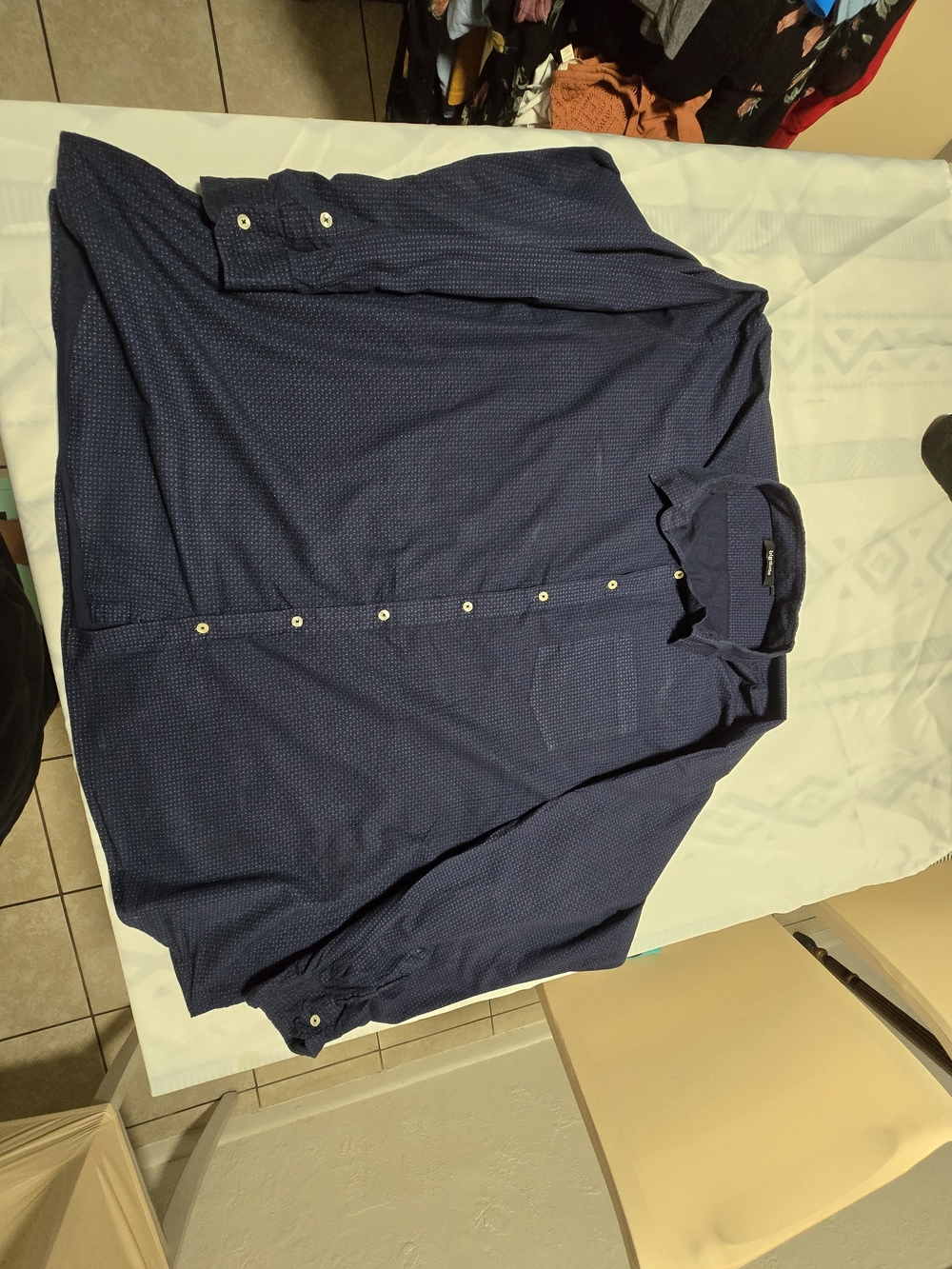Men's Long-Sleeve Navy Button-Up Shirt